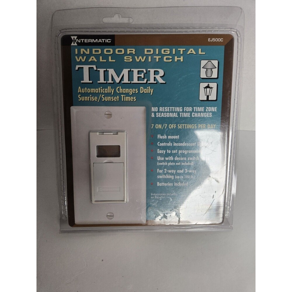 Intermatic Indoor Digital Wall Switch Timer EJ500C White Flush Mount New